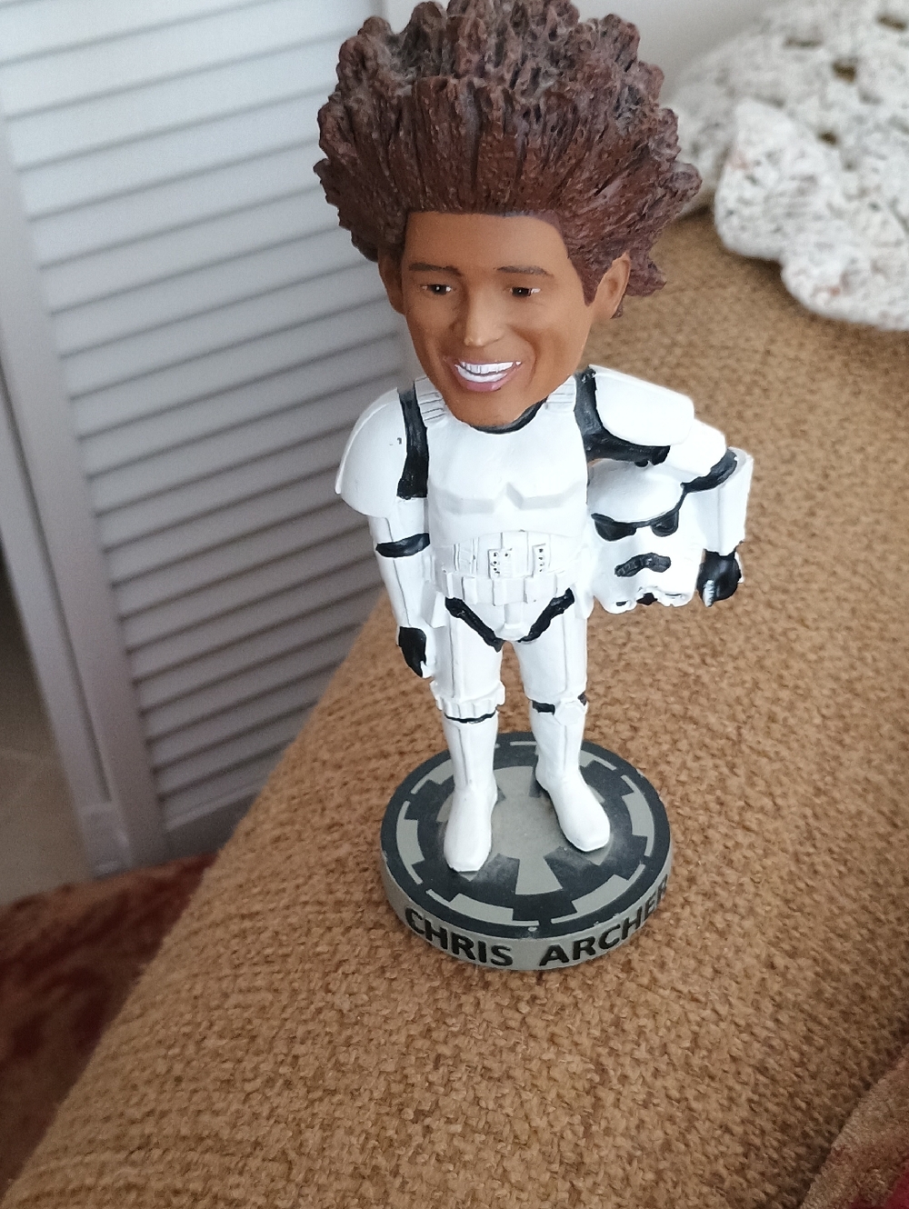 Star Wars White and Brown Stormtrooper Figurine Bobblehead Chris Archer